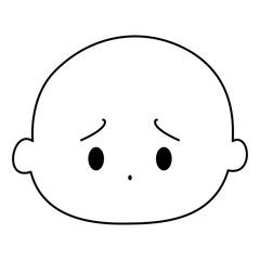 シンプル困り顔　白黒