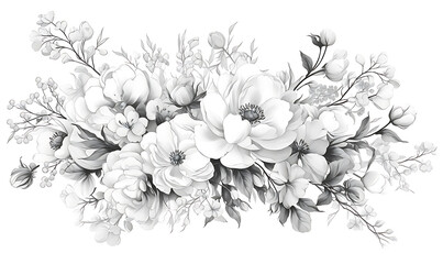 Creative 2D Doodle Floral Illustrations on White Background