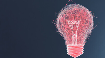 Red Wireframe Light Bulb