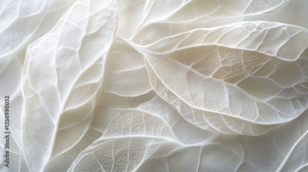 Poster delicate translucent leaves with intricate veins and soft texture, ideal for nature-themed backgroun