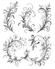 Creative 2D Doodle Floral Illustrations on White Background