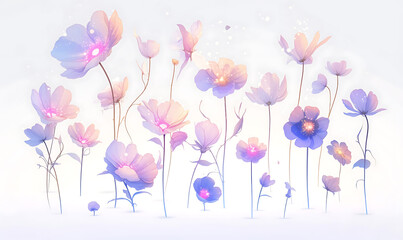 Creative 2D Doodle Floral Illustrations on White Background