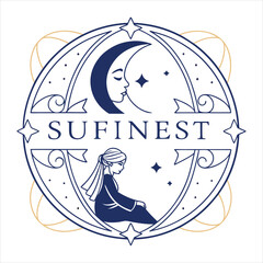 Aesthetic Ramadan Logo with Crescent and Abstract Design