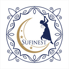 Ornamental Crescent Moon Logo with Islamic Art