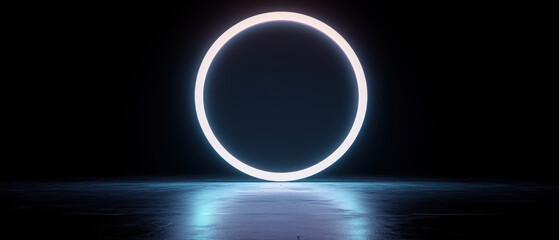 Neon Circle in Dark Room