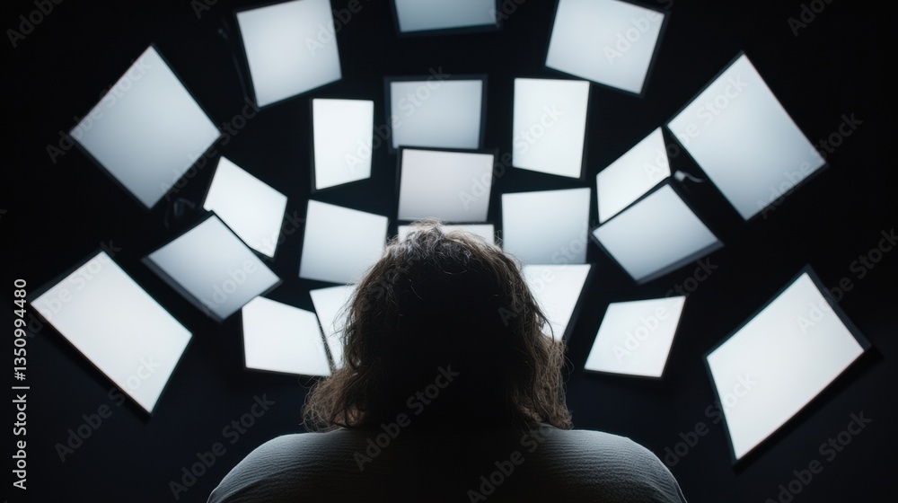 Poster Immersive Digital Narrative Cinematic Multimedia Experience Exploring Technological Isolation and Sensory Overload in Contemporary Art Installations