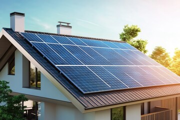 Solar panels installed on a modern home's roof