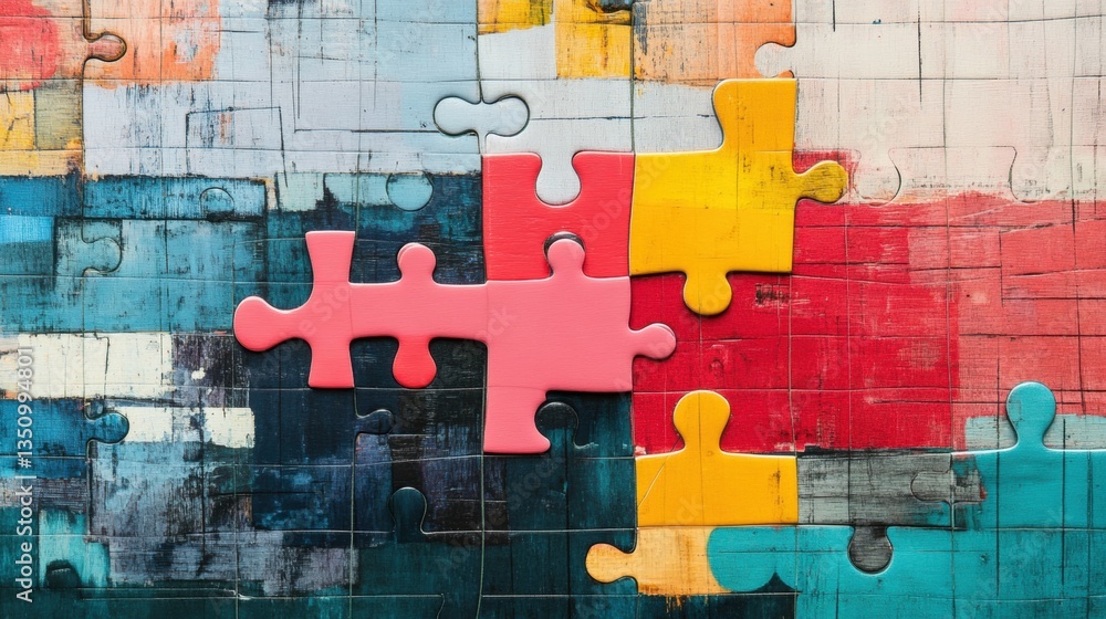 Poster colorful puzzle pieces on an abstract background creating a unique and vibrant composition for creat