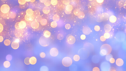 Soft bokeh lights create dreamy atmosphere with purple and gold hues