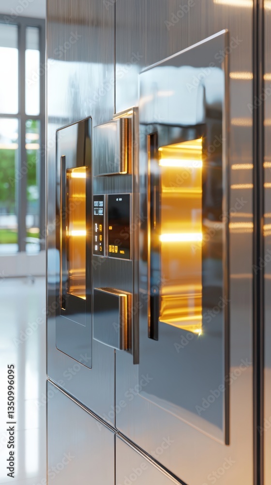 Poster temperature control panel displaying soft backlighting in a clean laboratory environment