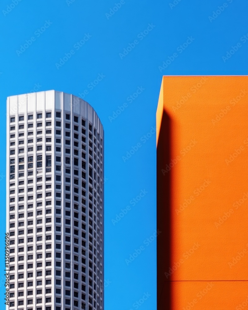 Poster minimalist urban geometry bold color-block architectural highlighting contemporary design trends in 