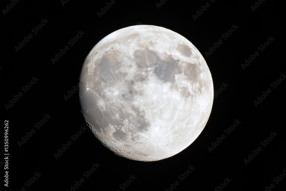 Poster lunar exploration frontier high-resolution full moon texture visualization for stem education, scien