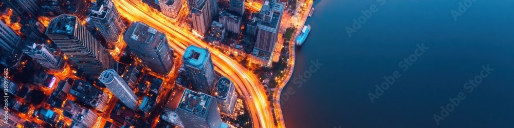 Poster illuminated cybernetic metropolis hyper-connected urban landscape showcasing ai-driven smart city in