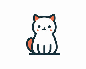 Cartoon cat logo design icon symbol vector illustration.	