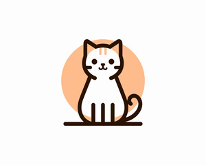 Cartoon cat logo design icon symbol vector illustration.	