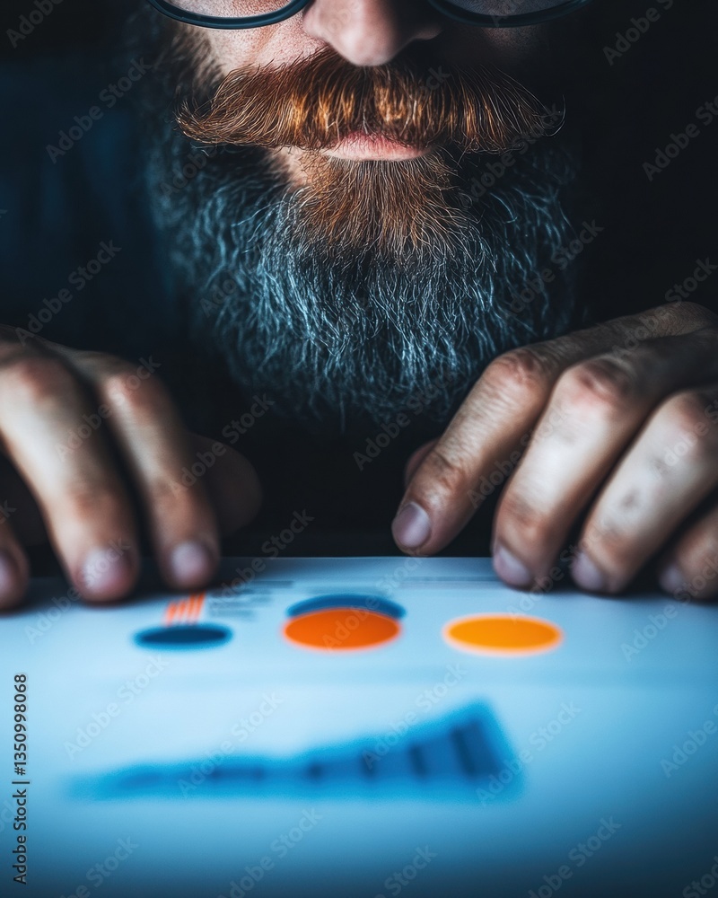 Poster Hyper-Focus Data Visualization Millennial Tech Professionals Immersive Analytics Experience in Minimalist Digital Workspace - Strategic Performance Insights