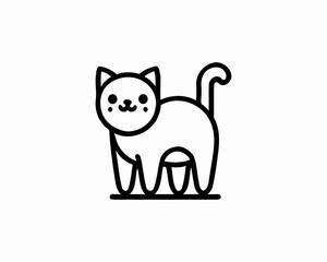 Cartoon cat logo design icon symbol vector illustration.	
