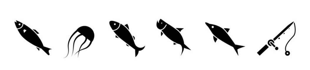 Fototapeta premium fish silhouette collection. vector. editable
