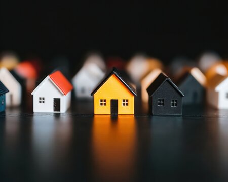 Minimalist Real Estate Portfolio Visualization Dynamic Color-Coded Property Investment Models Showcasing Market Diversity, Strategic Positioning and Wealth Accumulation Potential