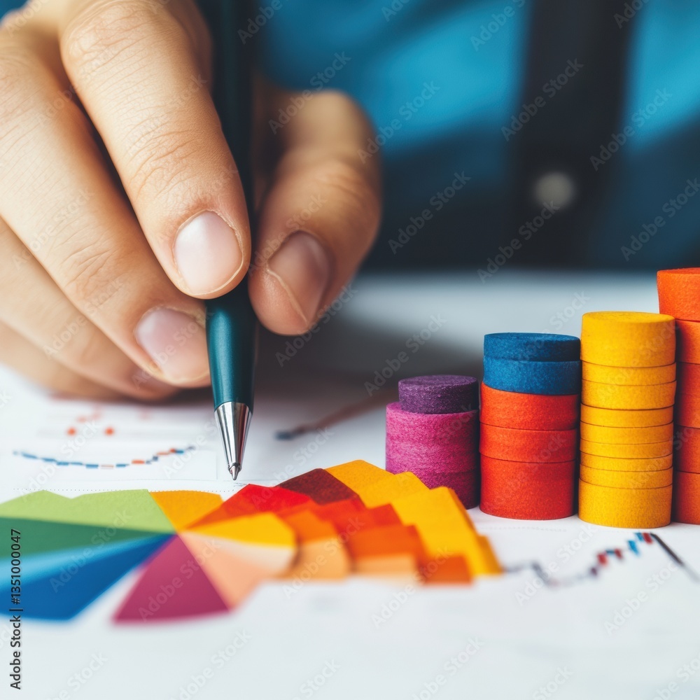 Aufkleber Dynamic Financial Analytics Vibrant Data Visualization for Next-Gen Business Intelligence, Empowering Strategic Decision-Making with Color-Coded Performance Metrics
