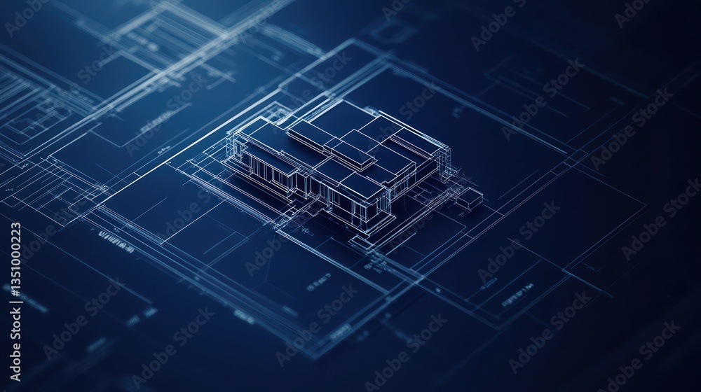 Poster architectural blueprint of building design