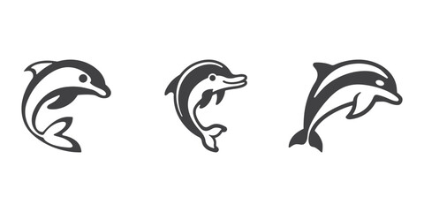 Dolphin Icons Silhouette Vector Set
