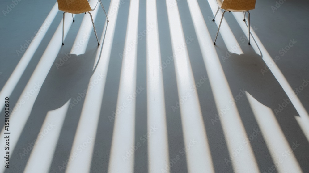 Aufkleber Minimalist Workspace Illumination Architectural Light and Shadow Play in Modern Office Design - Innovative Productivity Visualization