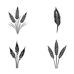 Wheat ears icon vector silhouette set white background