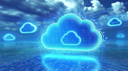 Digital cloud computing data storage, network infrastructure, technology background