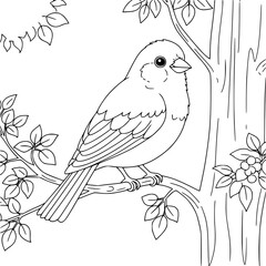 Canary bird, Drawing, illlustration, kawaii, coloring book