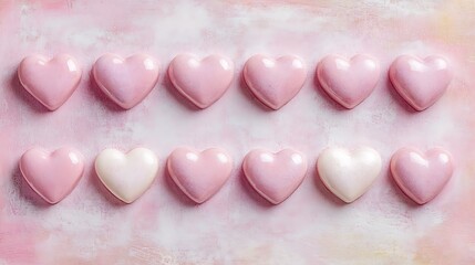 Obraz premium Pink heart candies with romantic layout.