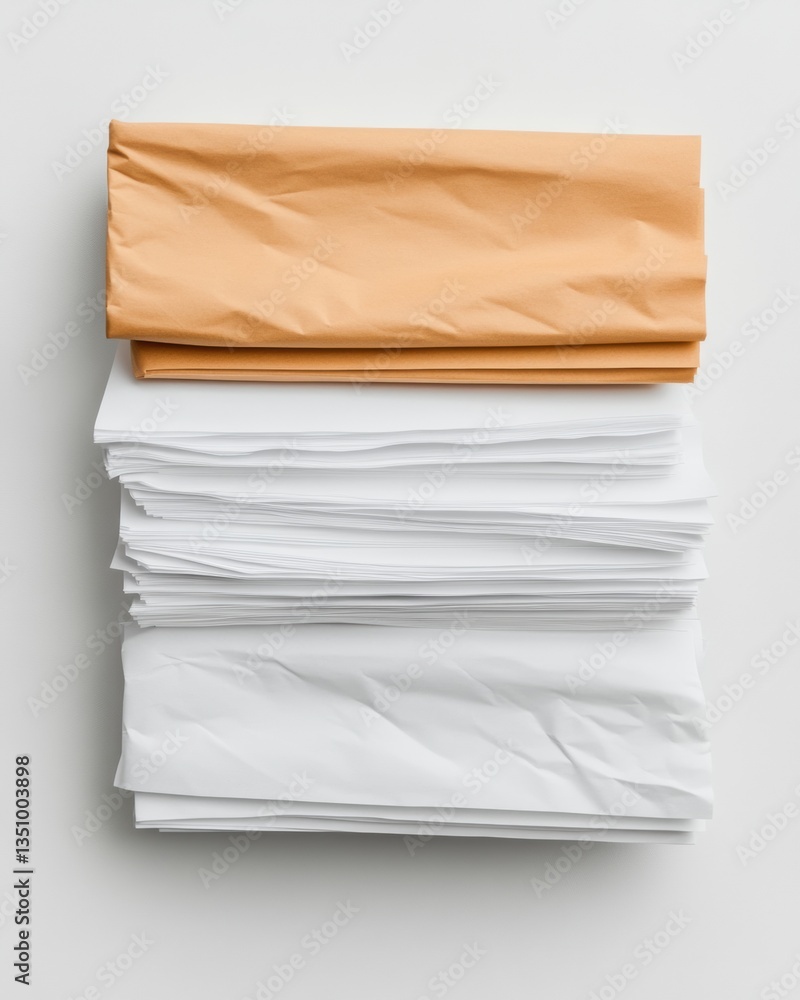 Poster Minimalist Workflow Optimization Neutral-Toned Paper Stack Representing Efficient Digital Transformation and Modern Workspace Organization Strategies