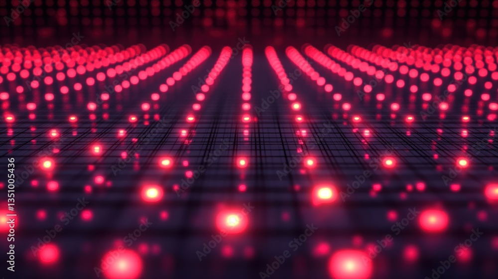 Poster abstract digital glowing red lights grid. possible use in technology or futuristic backgrounds