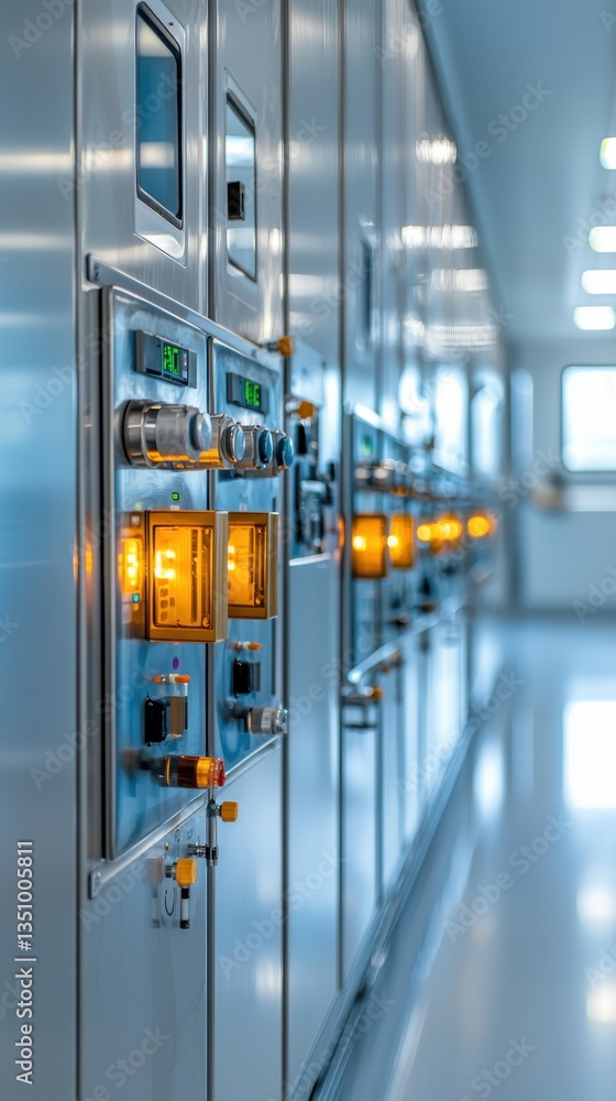 Poster temperature control panel in a modern lab environment laboratory equipment showcase clean and effici