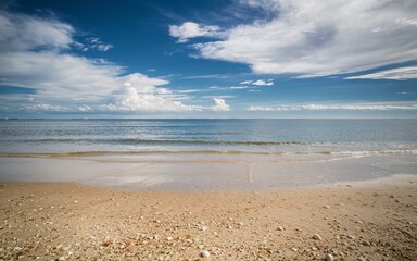 Summer festival, Sunny Beach Seascape with Gentle Waves
