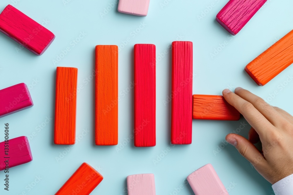 Poster neuroergonomic disruption minimalist domino strategy visualization with vibrant color psychology for