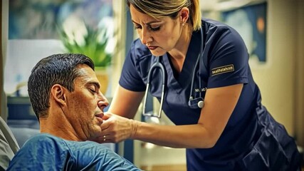 This video emphasizes the caring nature of healthcare. It showcases a nurse providing support to a patient. The interaction highlights the vital role of empathy in medicine. Generative AI