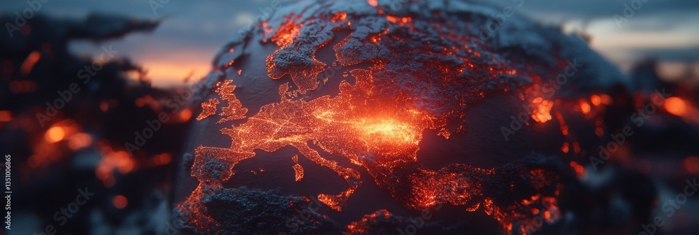 Fototapete global networks ablaze pioneering geopolitical insights with luminous data visualization - transform