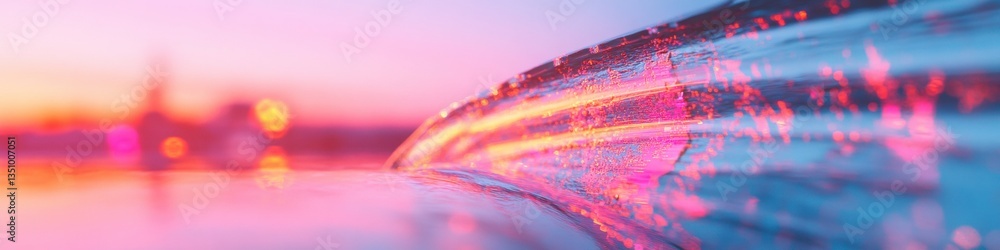 Aufkleber Vibrant Digital Flow Iridescent Tech Wave Visualization for Futuristic Marketing - AI-Driven Visual Innovation in Immersive Design Aesthetics