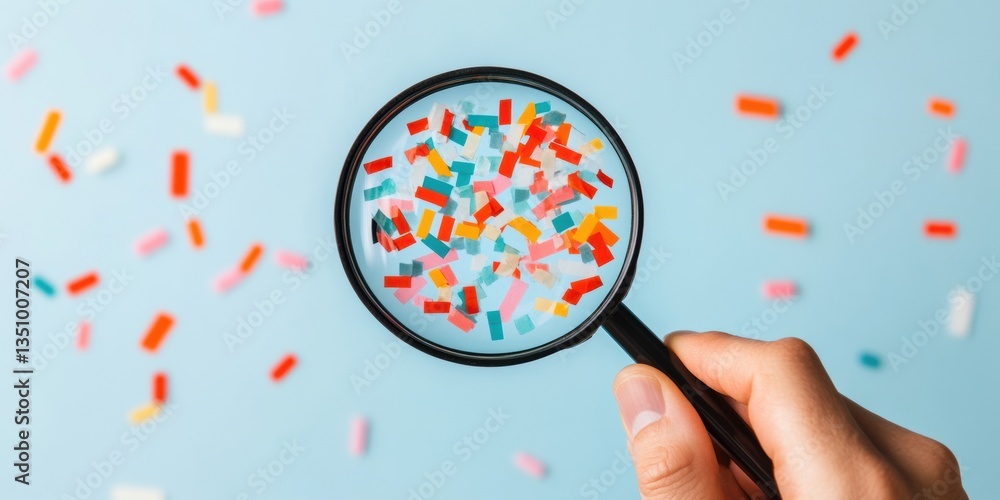 Aufkleber Cybersecurity Data Analytics Innovative Risk Management Visualization with Magnifying Glass Scanning Dynamic Multi-Colored Digital Threat Patterns for Enterprise Protection