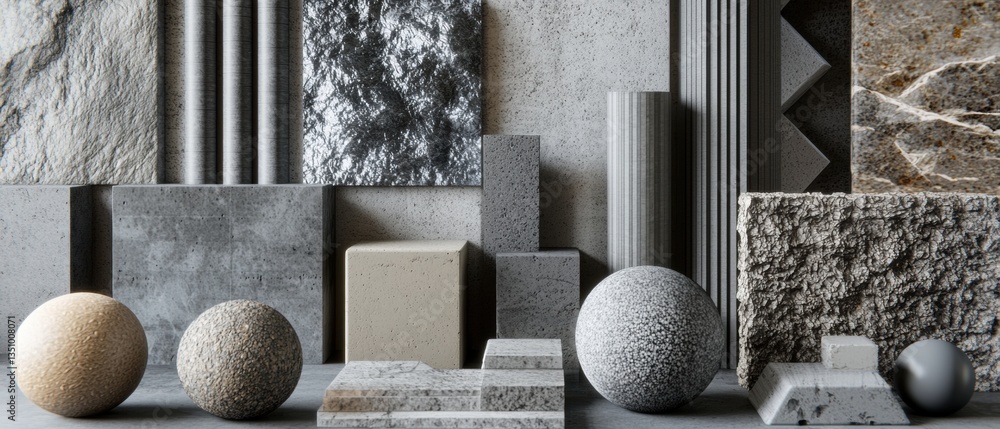 Poster diverse textures and patterns of neutral tones in modern interior design elements featuring various 