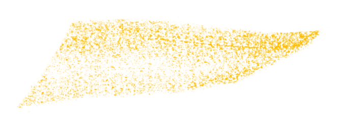 Separate yellow crayon brush strokes on transparent background.
