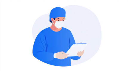 A surgeon prepares for an operation in a hospital setting with high fidelity detail.