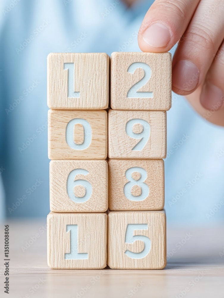 Poster minimalist financial strategy precision-engineered wooden cube data visualization revealing compound