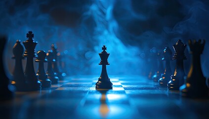 Chess king in strategic position