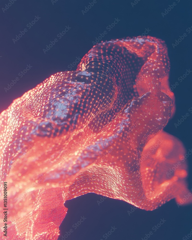 Aufkleber digital ephemera translucent coral mesh - immersive ai visualization for next-gen creative technolog
