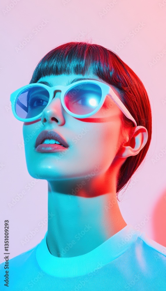 Poster chromatic gen z identity vibrant digital aesthetic portrait exploring futuristic color blocking, min