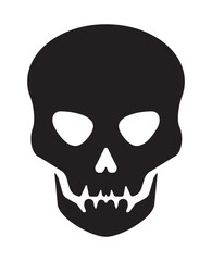 Black silhouette of a human skull in a flat design. EPS 10. Vector illustrations