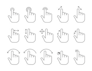 Touch it. A set of hand-held character pointers in a fashionable flat style. Click the mouse. Click the cursor-finger collection. Pointer icon. EPS 10. Vector illustrations