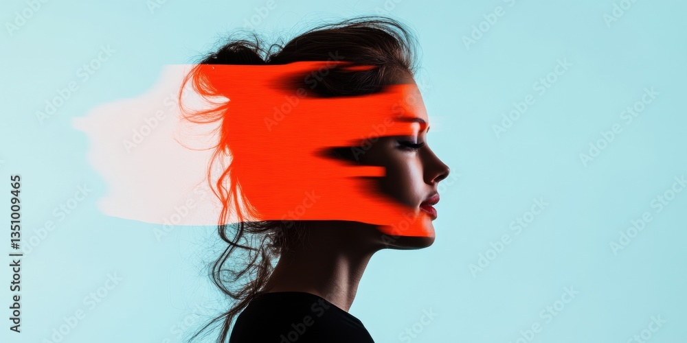 Aufkleber Immersive Digital Identity Next-Gen Visual Narrative of AI-Driven Personal Transformation - Futuristic Generative Design Exploring Human-Tech Convergence for Gen Z Innovators